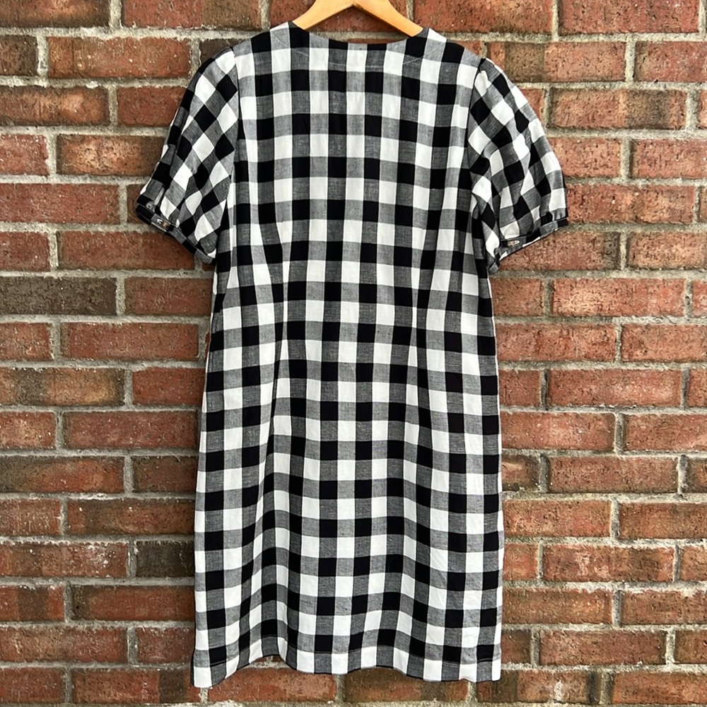 LOFT black and white Gingham Button V-Neck Dress size 8 Petite - Picture 8 of 8